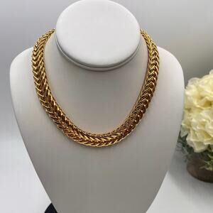 Ciner Authentic Vintage Polished Herringbone Wheat Link Heavy Chain Necklace